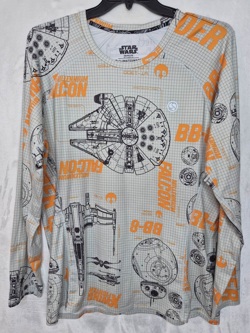 Star Wars ClimateSmart Millennium Falcon BB8 Base Layer Graphic Shirt Mens XL